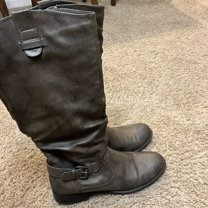 Gray Leather Boots